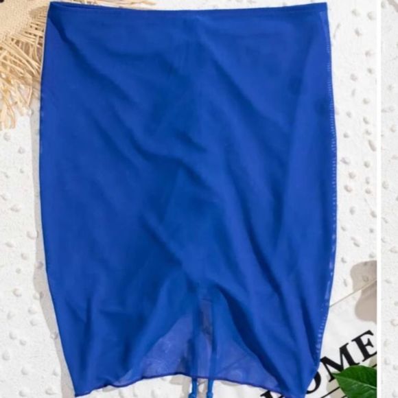 🌵 Bundle to save🌵Sheer mesh drawstring decor beach skirt women’s size S blue - Picture 4 of 7